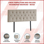 Opulent Linen Fabric King Bed Deluxe Headboard - Beige