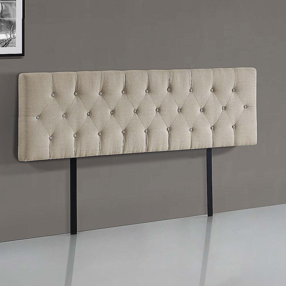 Opulent Linen Fabric King Bed Deluxe Headboard - Beige