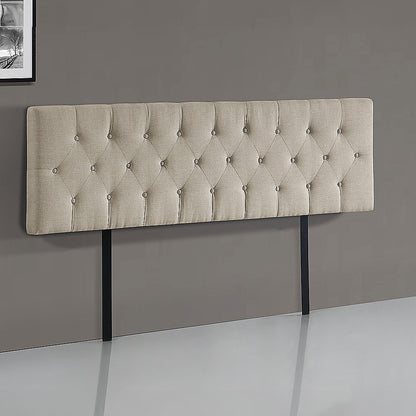 Opulent Linen Fabric King Bed Deluxe Headboard - Beige