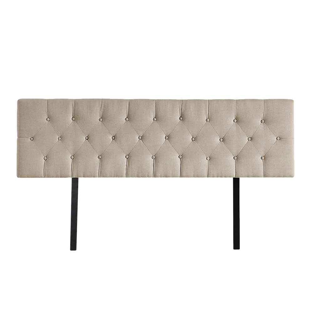 Opulent Linen Fabric King Bed Deluxe Headboard - Beige