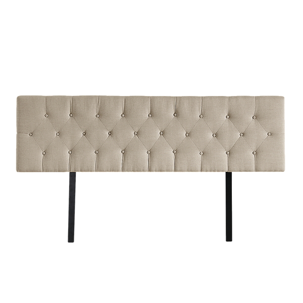 Opulent Linen Fabric King Bed Deluxe Headboard - Beige
