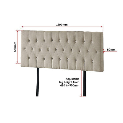 Opulent Linen Fabric King Bed Deluxe Headboard - Beige