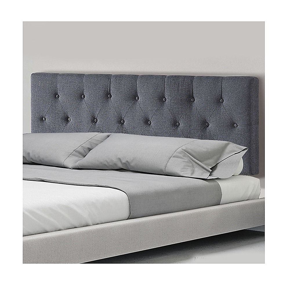 Cozy Linen Fabric Double Bed Deluxe Headboard - Grey