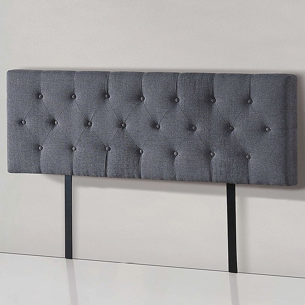 Sleek Linen Fabric Queen Bed Deluxe Headboard - Grey