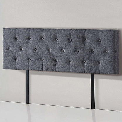 Sleek Linen Fabric Queen Bed Deluxe Headboard - Grey