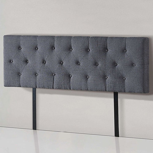 Sleek Linen Fabric Queen Bed Deluxe Headboard - Grey