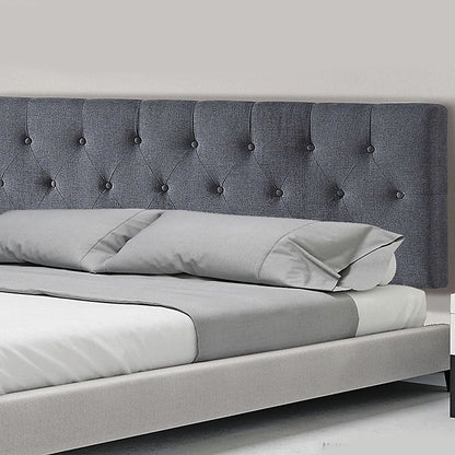 Sleek Linen Fabric Queen Bed Deluxe Headboard - Grey