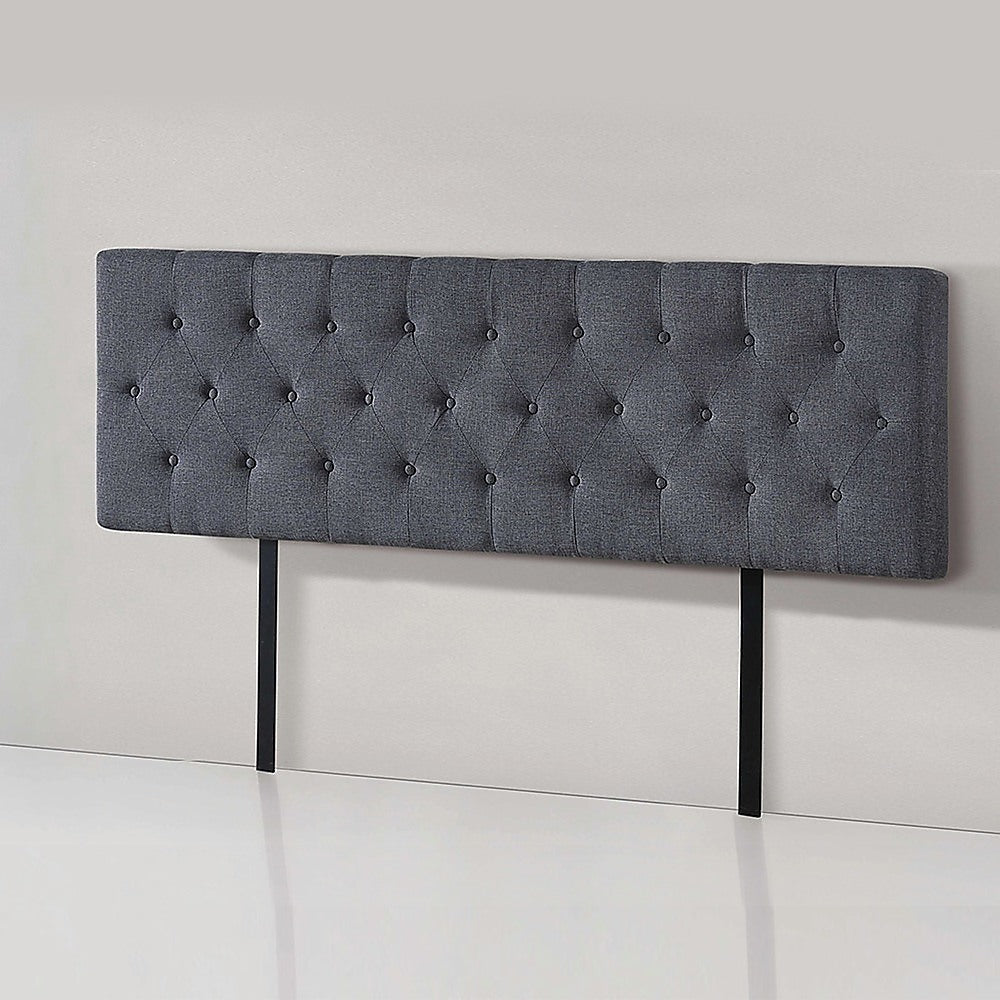 Royal Linen Fabric King Bed Deluxe Headboard - Grey