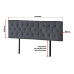 Royal Linen Fabric King Bed Deluxe Headboard - Grey