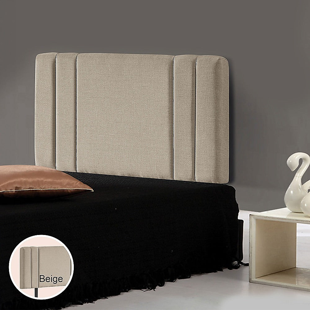 Classic Linen Fabric Single Bed Deluxe Headboard - Beige