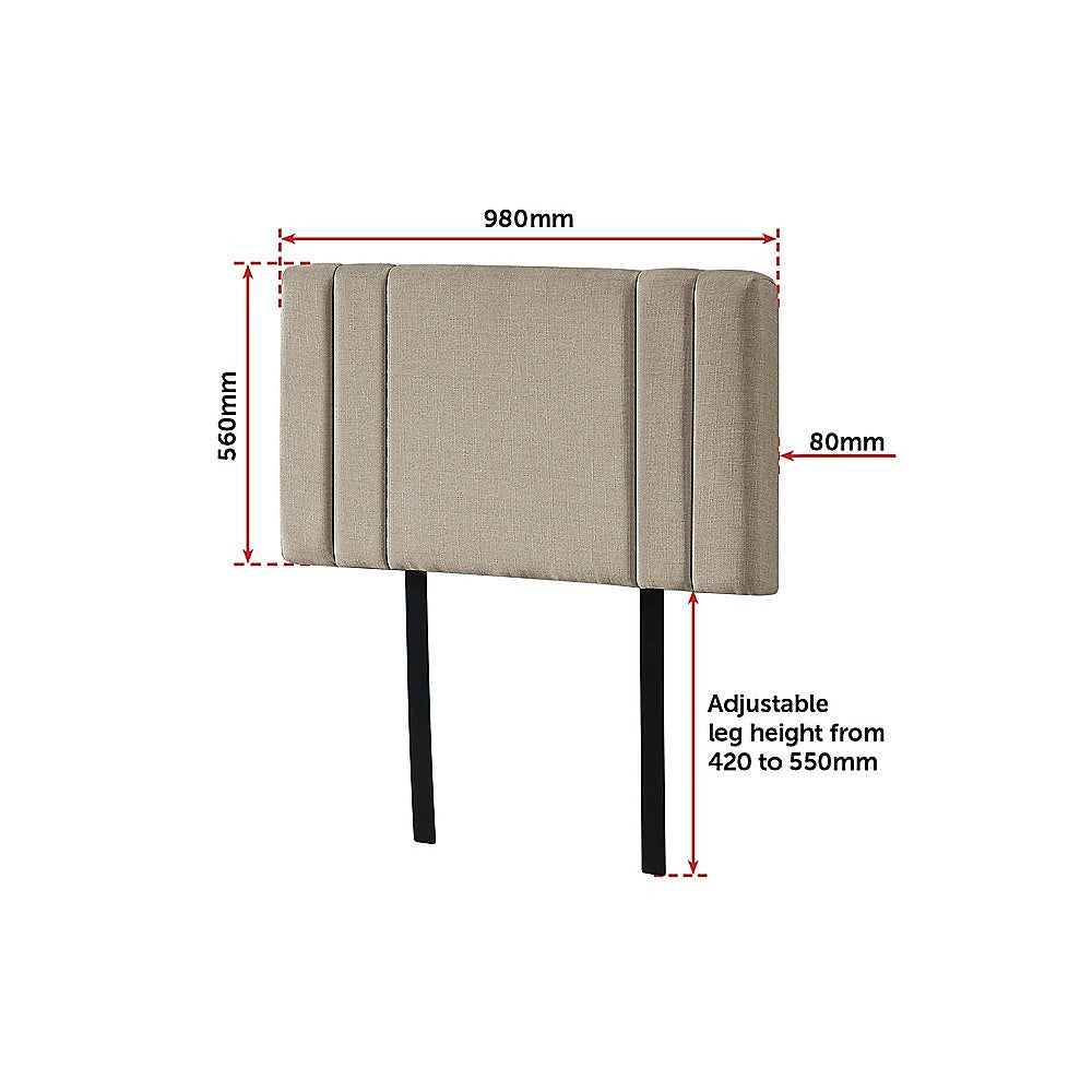 Classic Linen Fabric Single Bed Deluxe Headboard - Beige