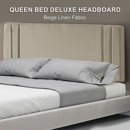 Exquisite Linen Fabric Queen Bed Deluxe Headboard - Beige