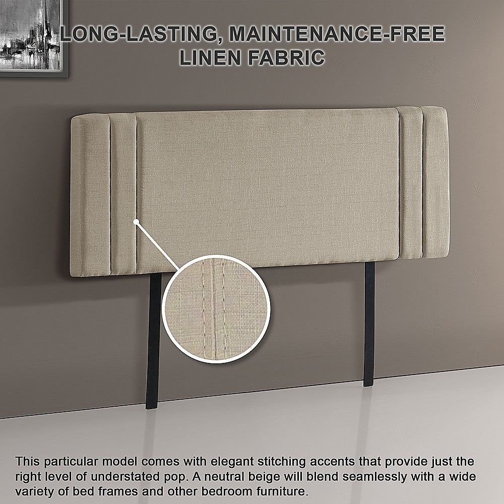Exquisite Linen Fabric Queen Bed Deluxe Headboard - Beige