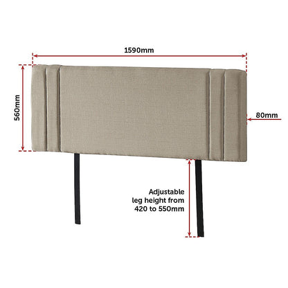 Exquisite Linen Fabric Queen Bed Deluxe Headboard - Beige