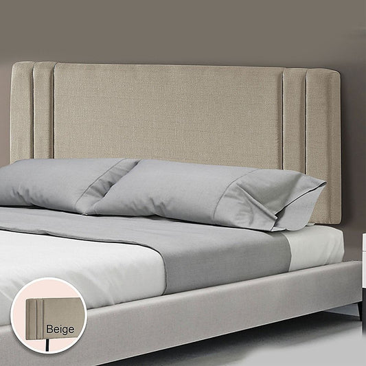 Sumptuous Linen Fabric King Bed Deluxe Headboard - Beige