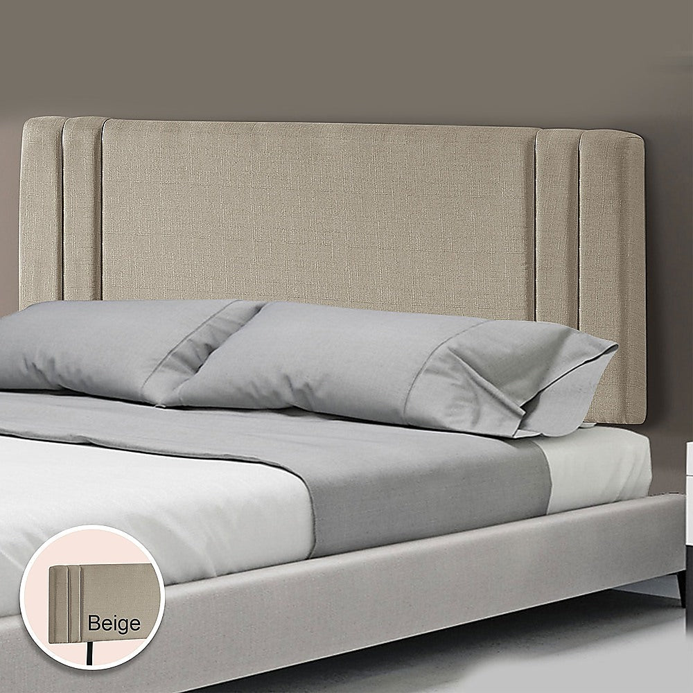 Sumptuous Linen Fabric King Bed Deluxe Headboard - Beige