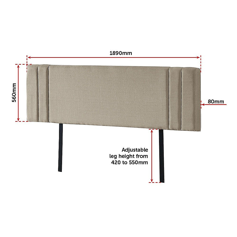 Sumptuous Linen Fabric King Bed Deluxe Headboard - Beige