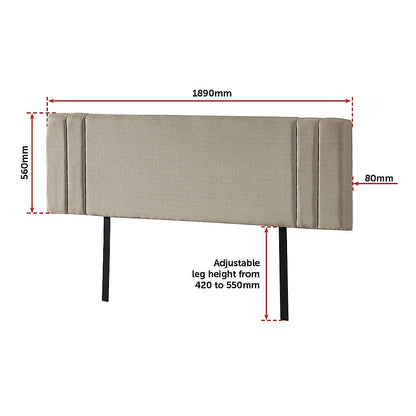 Sumptuous Linen Fabric King Bed Deluxe Headboard - Beige