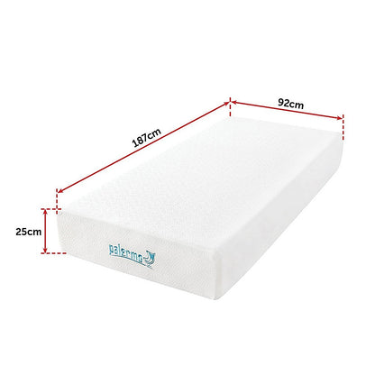 Single 25Cm Gel Memory Foam Mattress - Dual-Layered