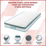 Single 20Cm Memory Foam And Innerspring Hybrid Mattress