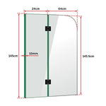 900 X 1450Mm Frameless Bath Panel 10Mm Glass Shower Screen