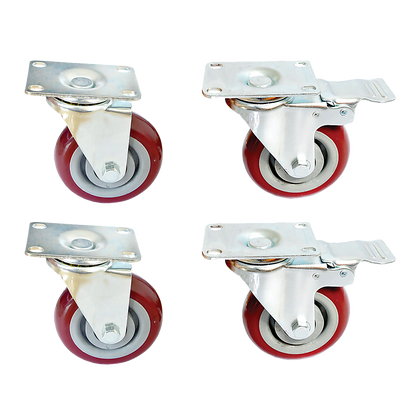 4 X 4" Heavy Duty Pu Swivel Castor Wheels With Brake