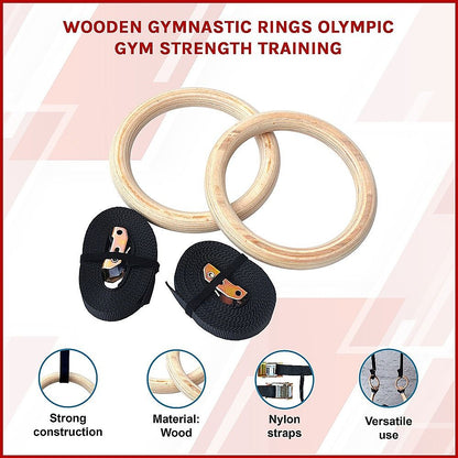 235mm Wooden Gymnastic Rings – Olympic Gym Strength Training & Fitness