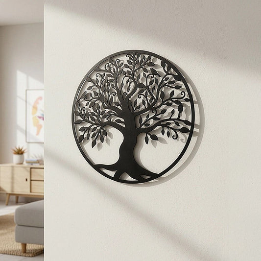 Black Tree of Life Wall Art Hanging Metal Iron Sculpture Garden 99cm