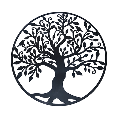 Black Tree Of Life Wall Art Hanging Metal Iron Sculpture Garden 99Cm