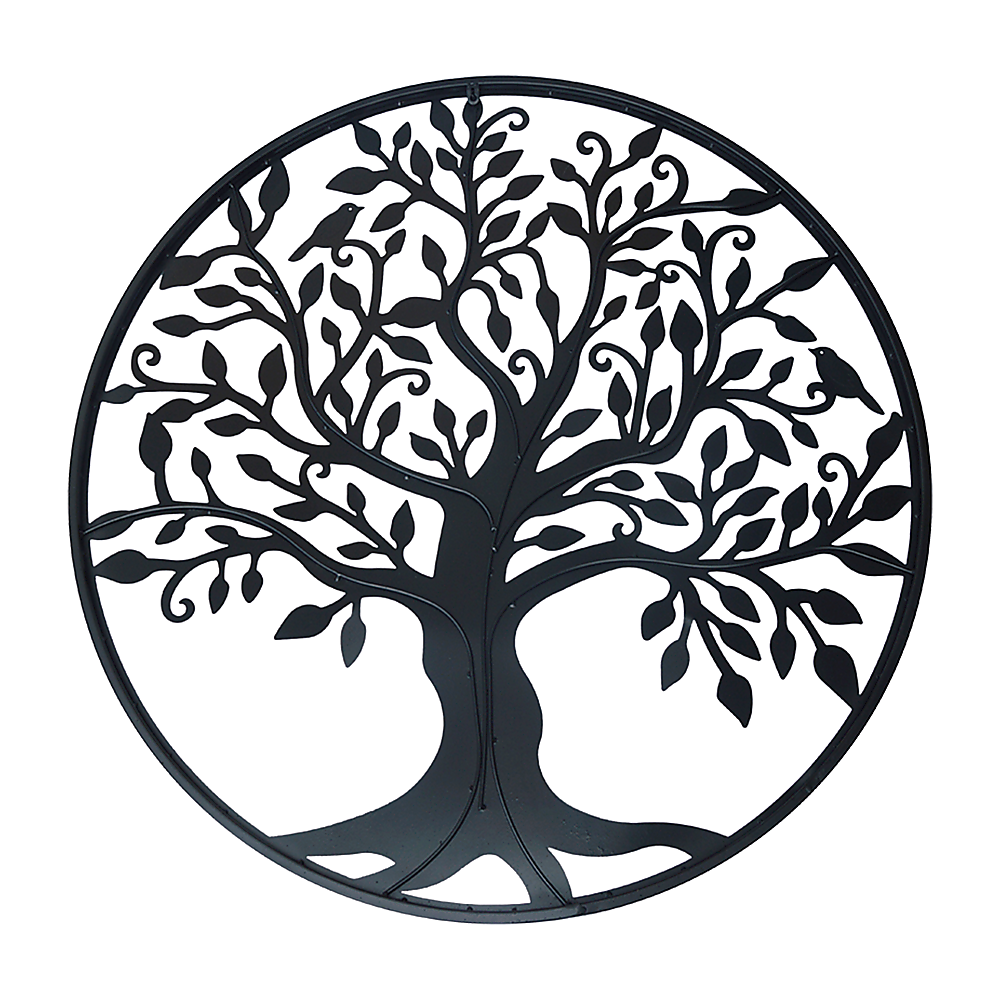 Black Tree Of Life Wall Art Hanging Metal Iron Sculpture Garden 99Cm