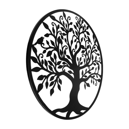 Black Tree Of Life Wall Art Hanging Metal Iron Sculpture Garden 99Cm