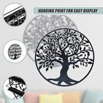 Black Tree Of Life Wall Art Hanging Metal Iron Sculpture Garden 99Cm