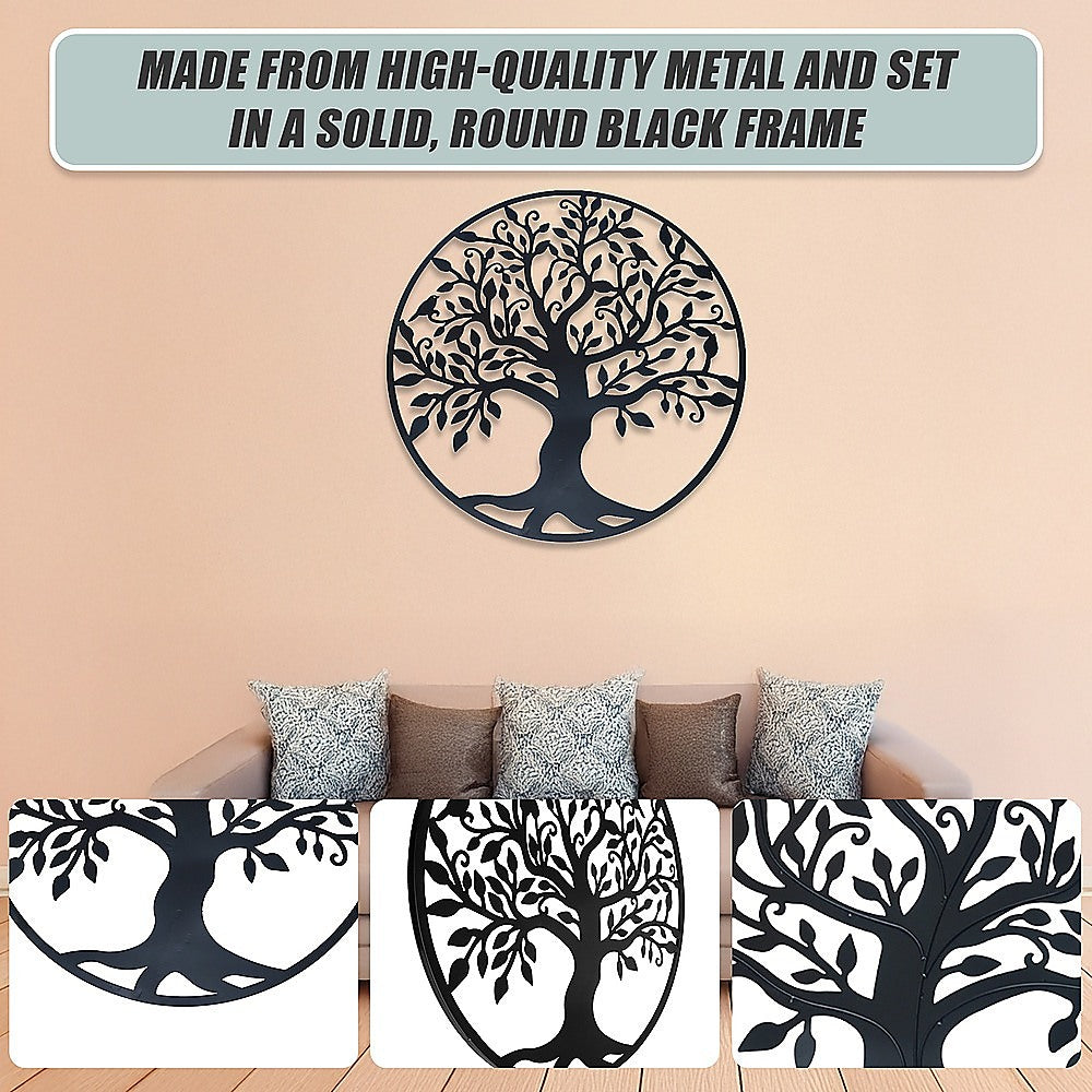Black Tree Of Life Wall Art Hanging Metal Iron Sculpture Garden 99Cm