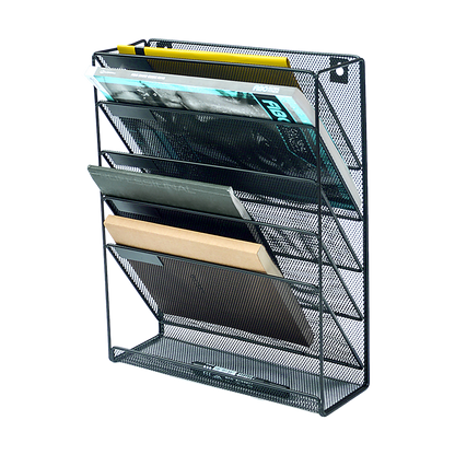 Wall Mount 6 Pocket Hanging File Sorter Organizer Folder Holder