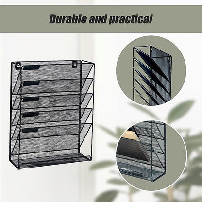 Wall Mount 6 Pocket Hanging File Sorter Organizer Folder Holder