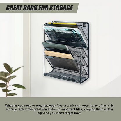 Wall Mount 6 Pocket Hanging File Sorter Organizer Folder Holder