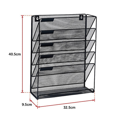 Wall Mount 6 Pocket Hanging File Sorter Organizer Folder Holder