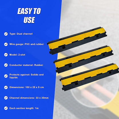 3Pcs 2-Cable Rubber Electrical Wire Cover Heavy Duty Protector