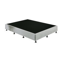 Queen Ensemble Bed Base Platinum Light Grey Linen Fabric Fabric