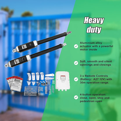 1000Kg 20W Solar Double Swing Auto Motor Remote Gate Opener