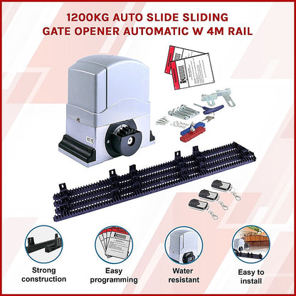 1200Kg Auto Slide Sliding Gate Opener Automatic W 4M Rail