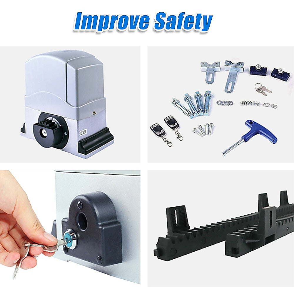 1800Kg Auto Slide Sliding Gate Opener Automatic W 4M Rail