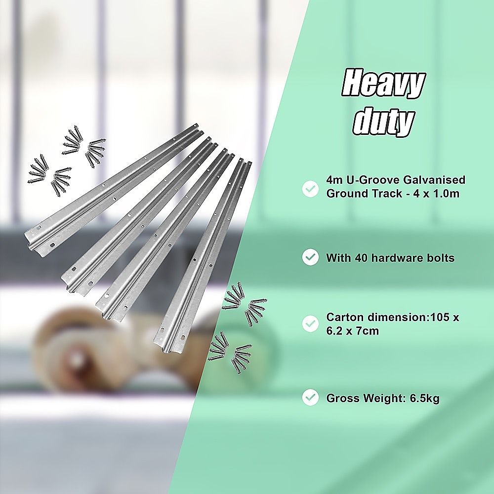 Sliding Gate Hardware Accessories Kit - 4M Track