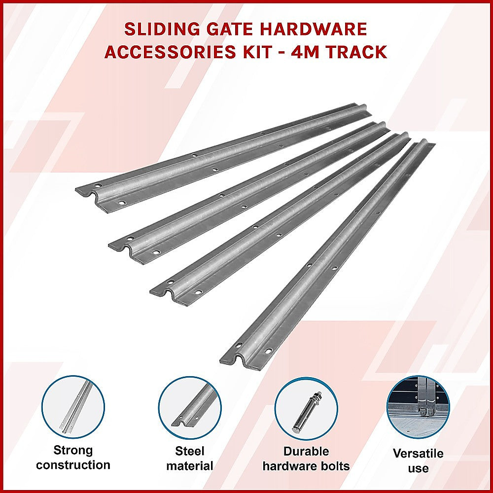 Sliding Gate Hardware Accessories Kit - 4M Track
