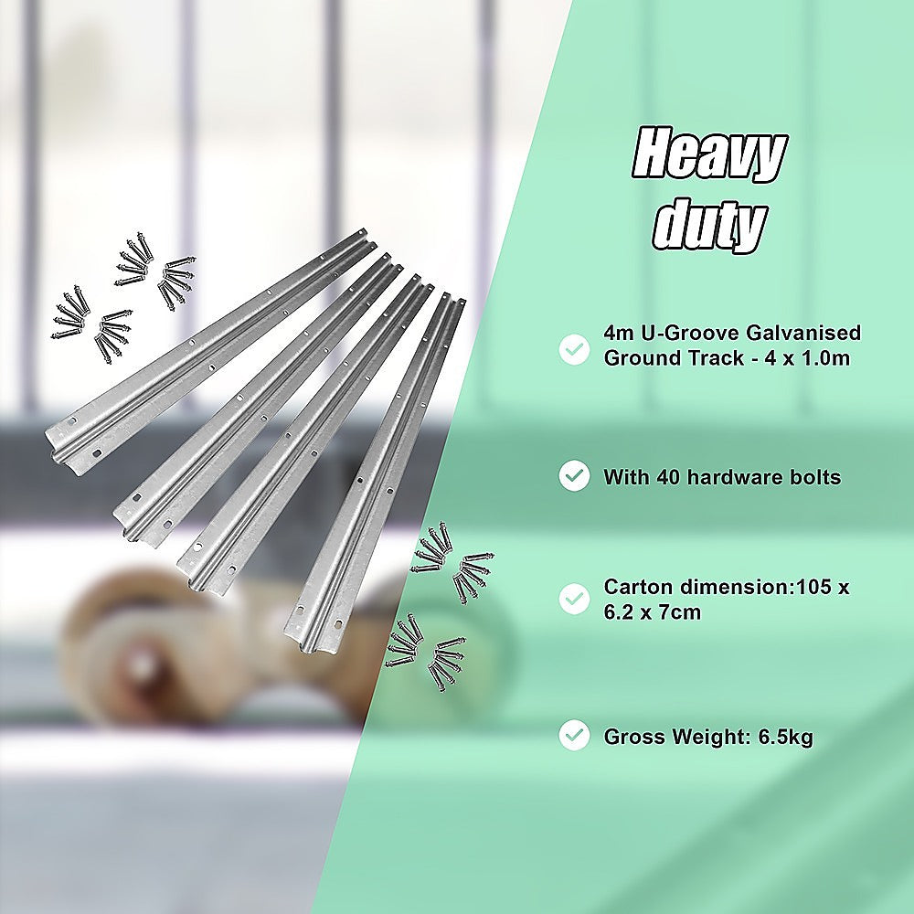 Sliding Gate Hardware Accessories Kit - 4M Track