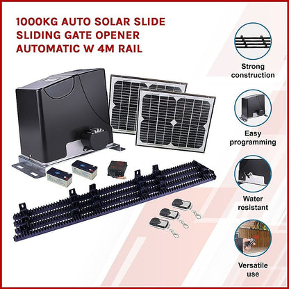 Automatic Sliding Gate Opener – 1000KG Slide Gate Opener with 20w Solar Kit
