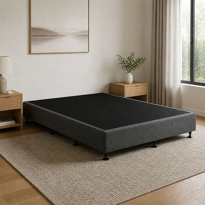 Palermo Queen Ensemble Bed Base Platinum Graphite Linen Fabric