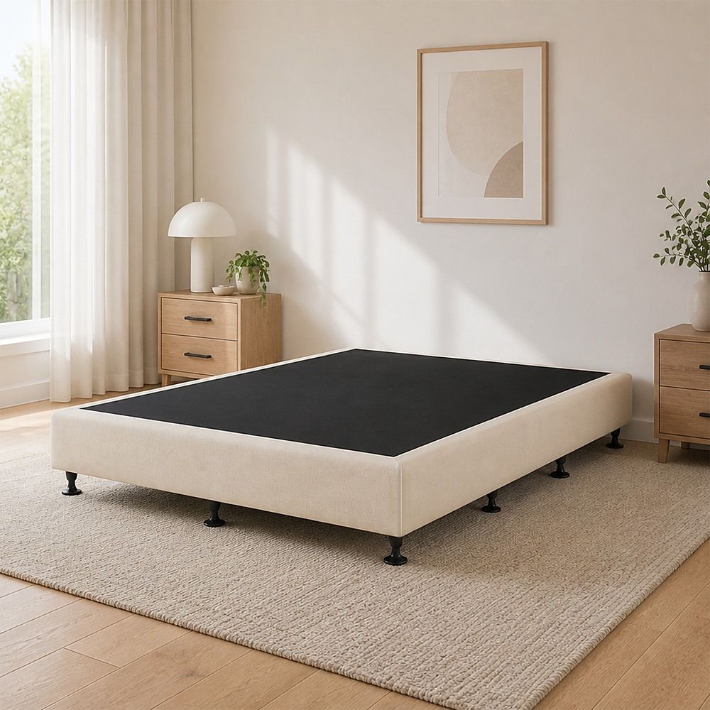 Palermo Queen Ensemble Bed Base Platinum Natural Sand Linen Fabric