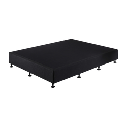Queen Ensemble Bed Base Midnight Black Linen Fabric