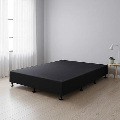 King Single Ensemble Bed Base Midnight Black Linen Fabric
